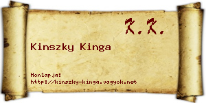 Kinszky Kinga névjegykártya